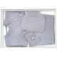 Tenue de naissance, 1 mois, ensemble bébé gris, ensemble bébé en laine, cadeau de naissance, jumeaux jumelles, made in france