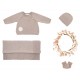 Trousseau bébé en laine, Trousseau de naissance fille rose 1 mois, trousseau de maternité, layette made in france