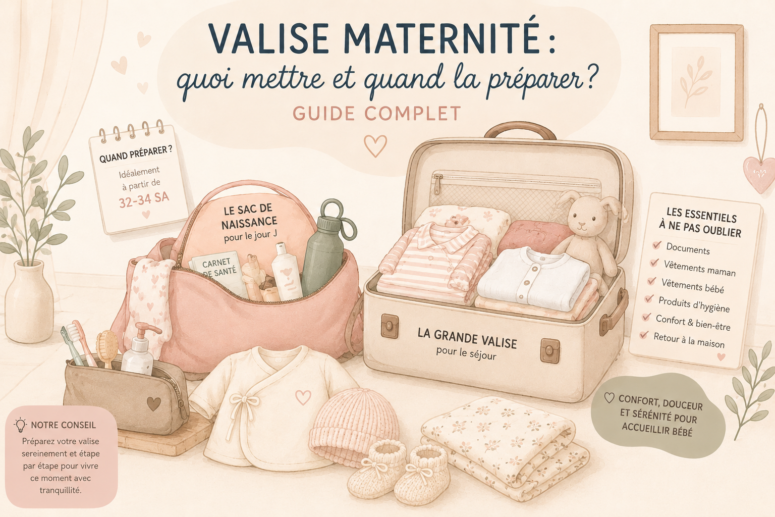 Valise de maternité : le guide complet pour ne rien oublier - Maman et Bébé