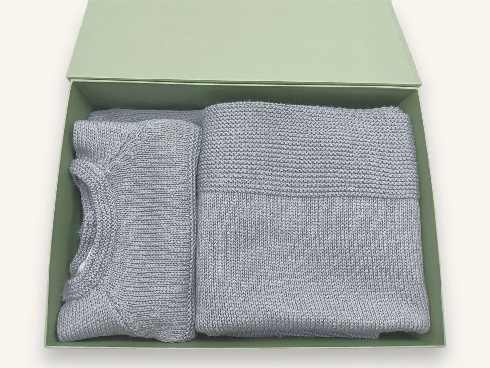 Ensemble bébé laine mérinos - BabyChoupi gris-bleu