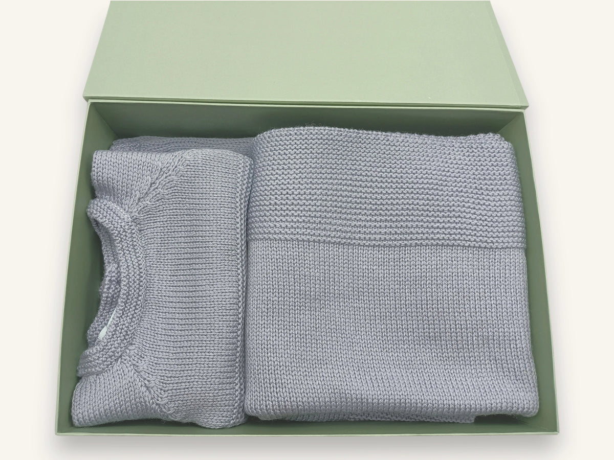Ensemble bébé laine mérinos - BabyChoupi gris-bleu