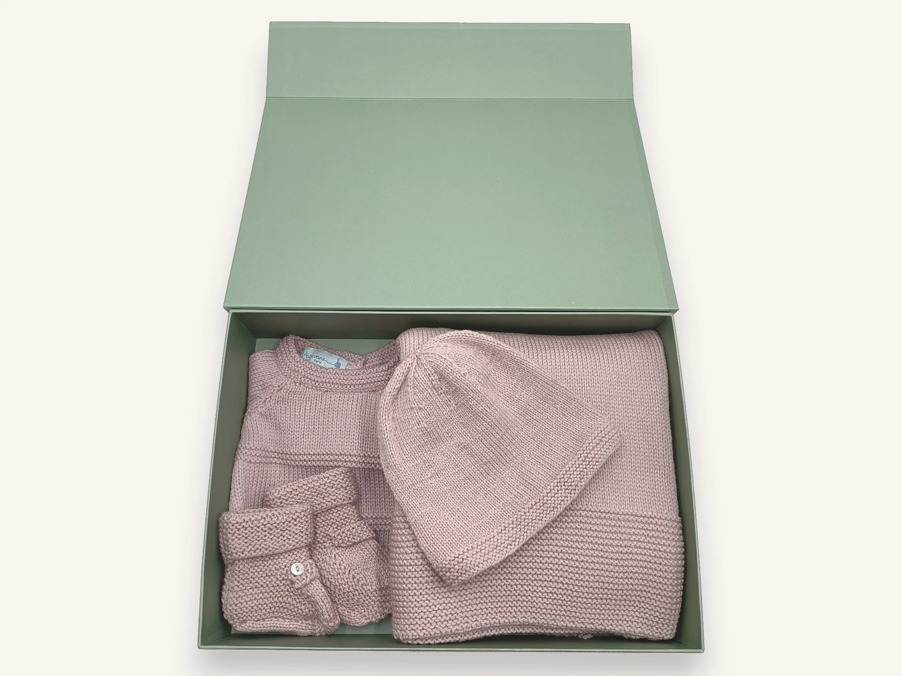 Trousseau de naissance laine mérinos - Bonheur rose