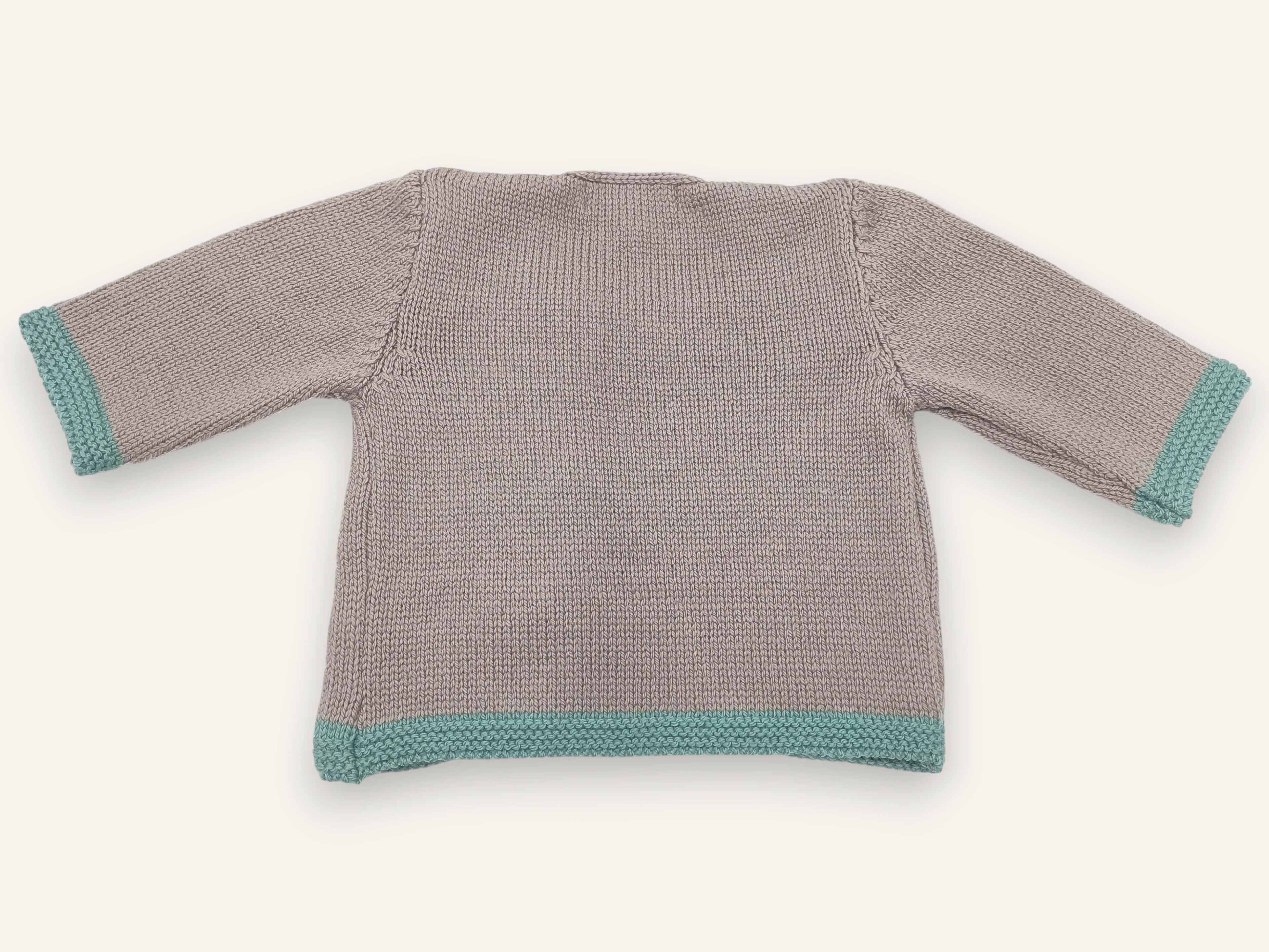 Merino wool baby cardigan – Tichat grey & golden brown