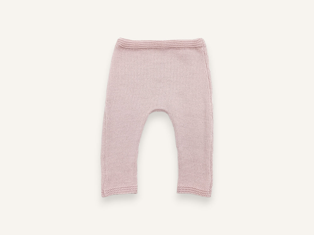 Pantalon bébé Chachou en laine mérinos rose, Made in France