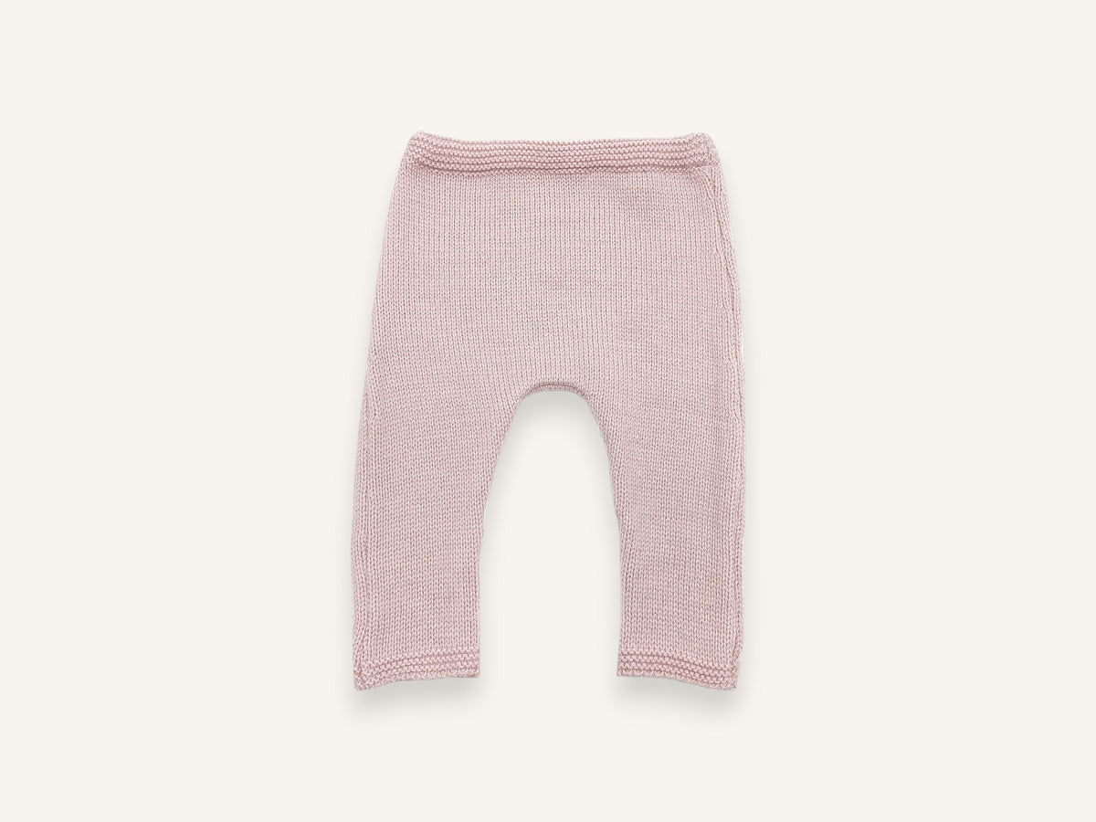 Chachou baby trousers in pink merino wool, Made in France