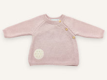 Didou preemie cardigan in pink merino wool, Made in France