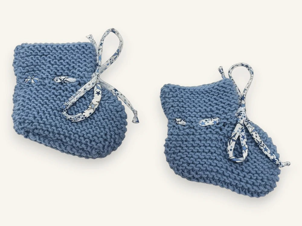 Babyschühchen Loulou aus Merinowolle - bleu