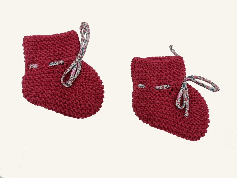 Babyschühchen Loulou aus Merinowolle - Rose framboise