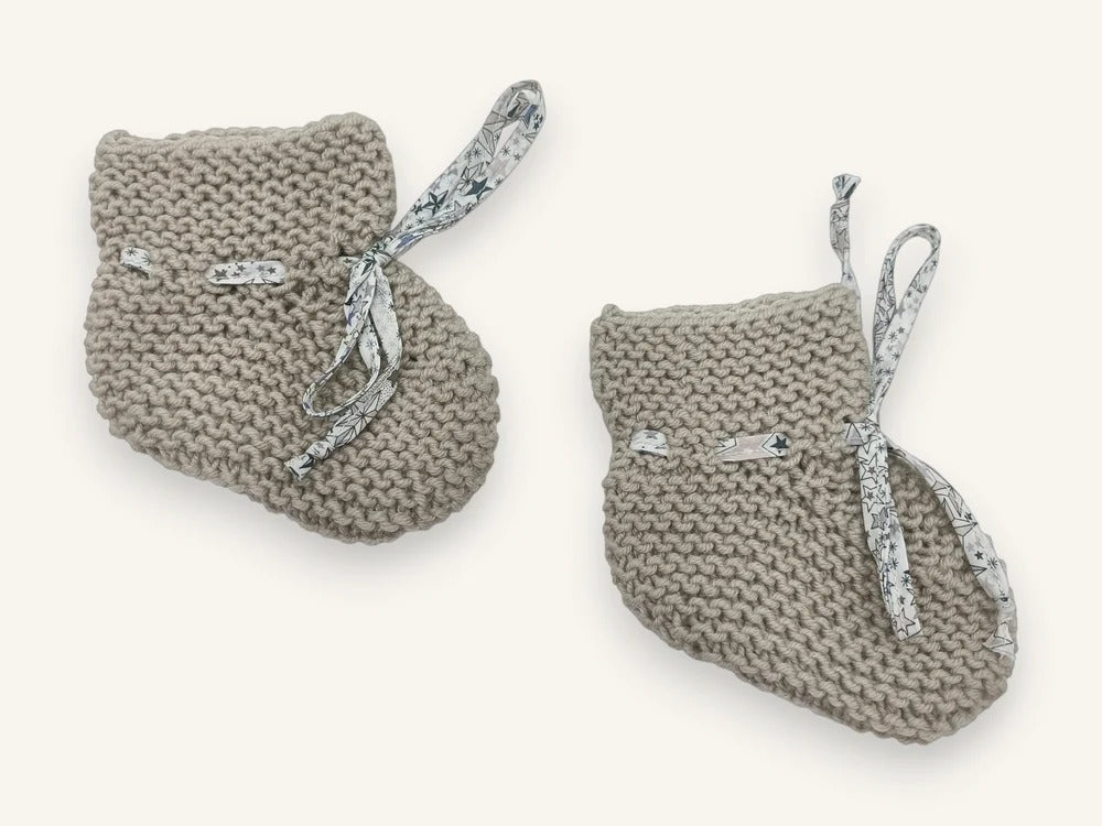 Babyschühchen Loulou aus Merinowolle - Beige lin
