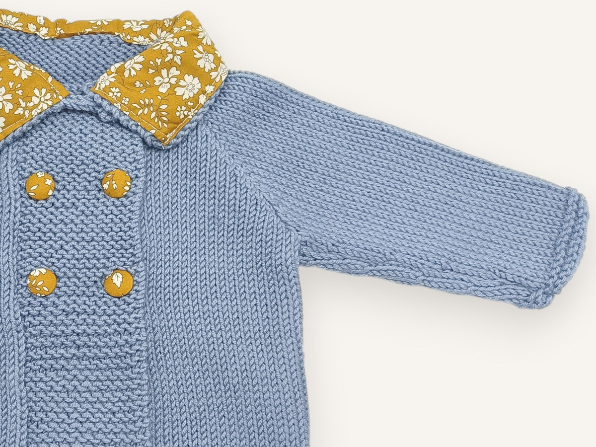 Merino Wool Baby Jacket Emma — Hand-Knit in France