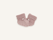 Baby booties in pink merino wool, Made in France