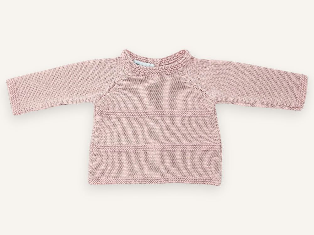 Brassière bébé Zazou en laine mérinos rose, Made in France