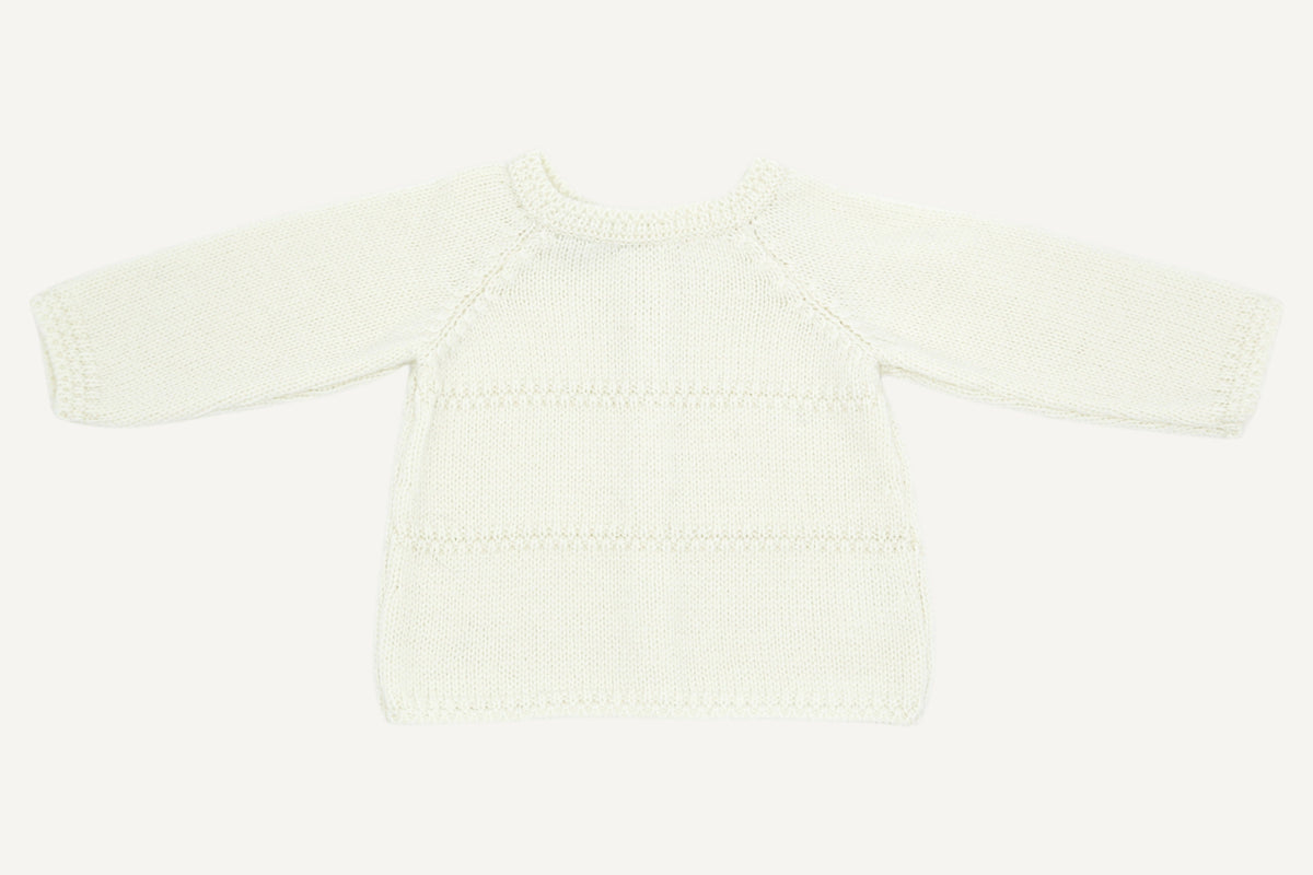 Zouzou preemie cardigan in ecru merino wool, Made in France