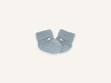 Baby booties in blue-grey merino wool, Made in France