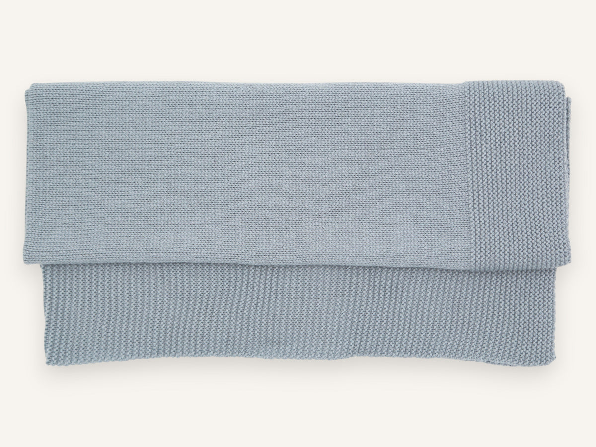 Tatou baby blanket in blue-grey merino wool, Made in France