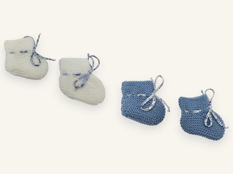 Cadeauset met twee paar babyslofjes in merinowol