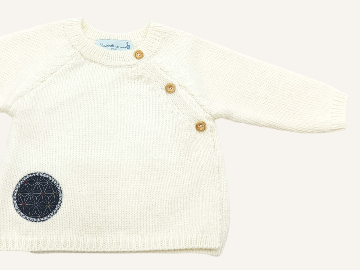 Canastilla bebé Dadou: chaqueta de punto para recién nacidos en lana merina