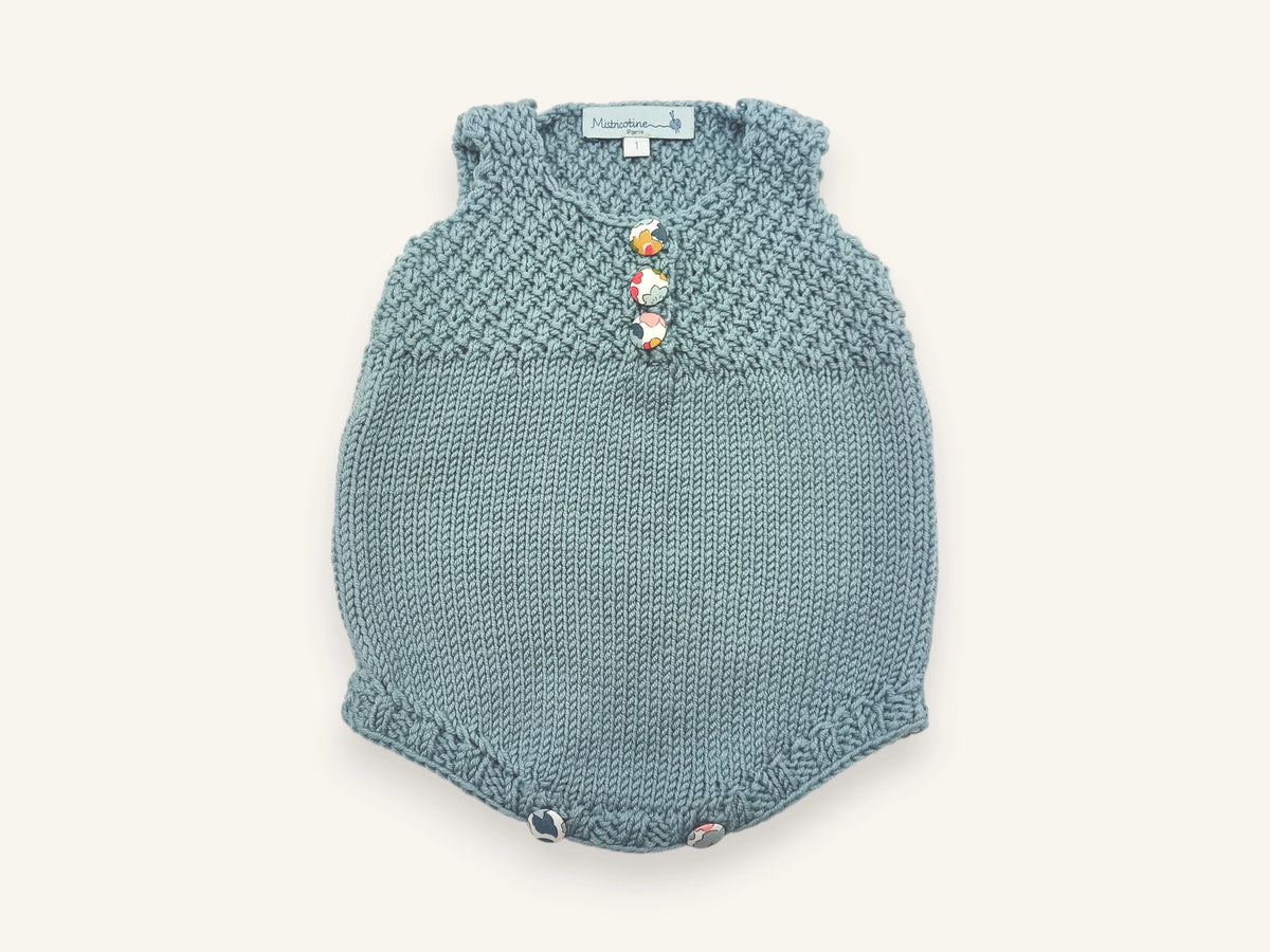 Barboteuse bébé en tricot - celadon