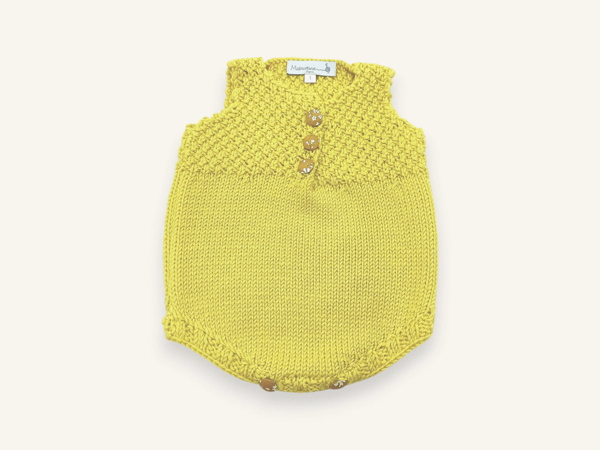 Barboteuse bébé en tricot - Curry