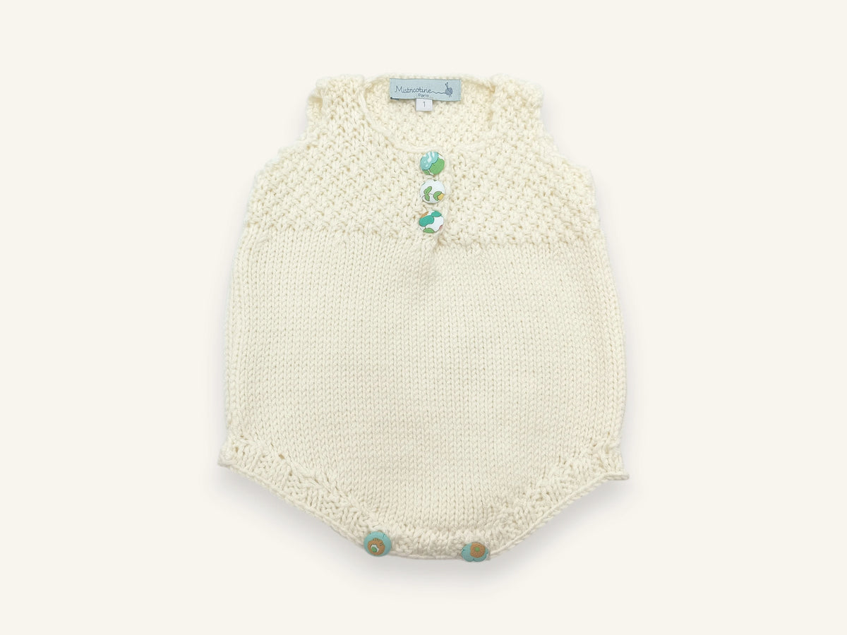 Barboteuse bébé en tricot - ecru