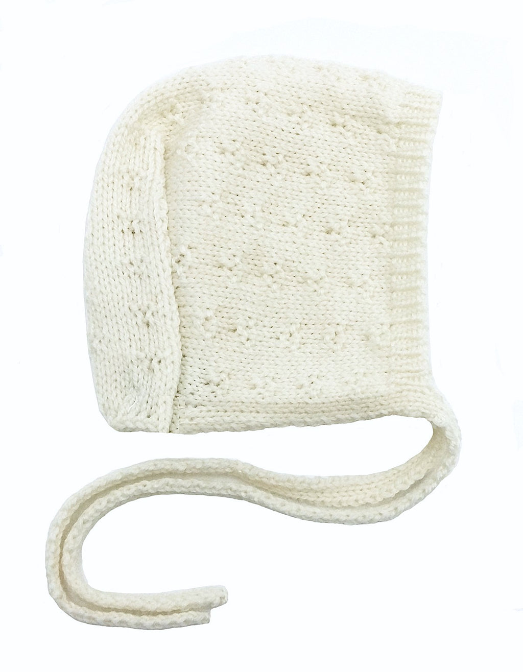 béguin bébé en laine mérinos écru, tricoté en France