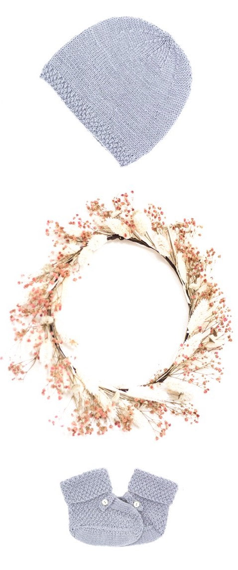 Trousseau prématuré laine mérinos - Félicité gris-bleu