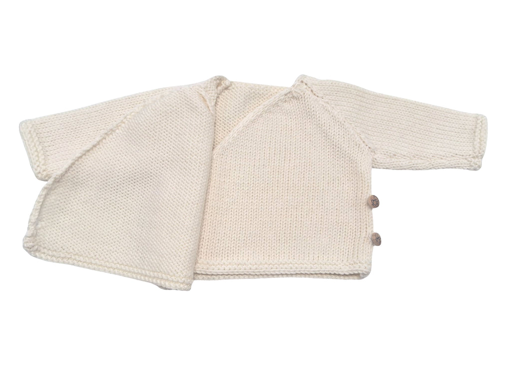 Trousseau de naissance tricot laine mérinos - Bienvenue écru