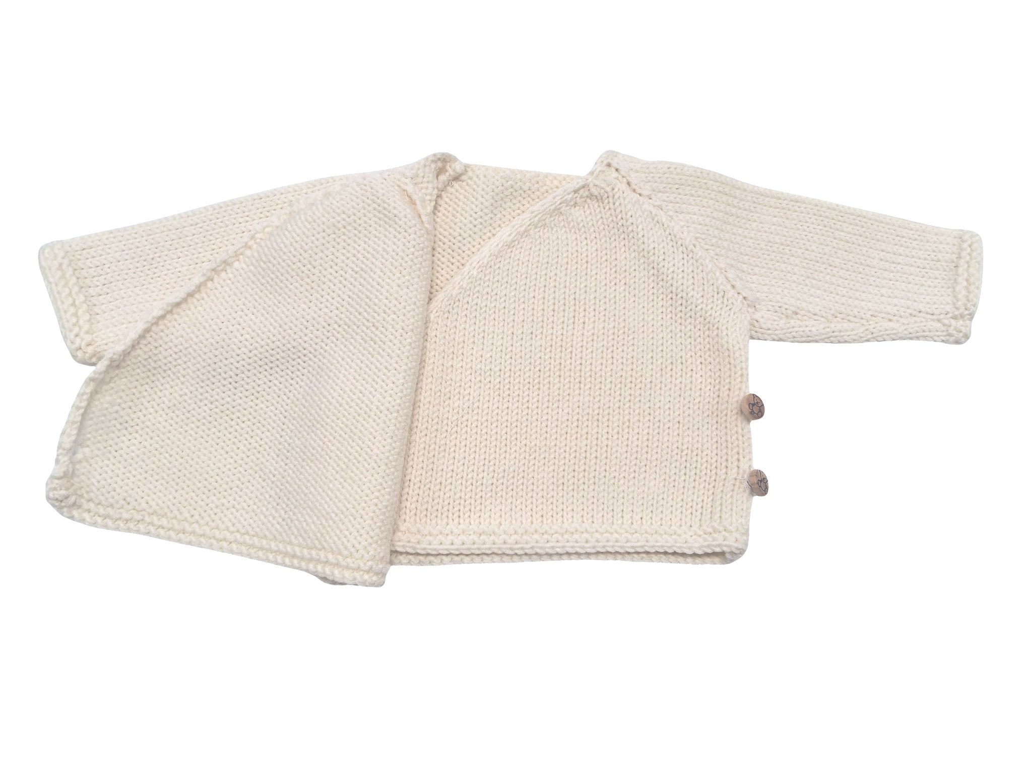 Trousseau de naissance en laine mérinos | Bienvenue écru