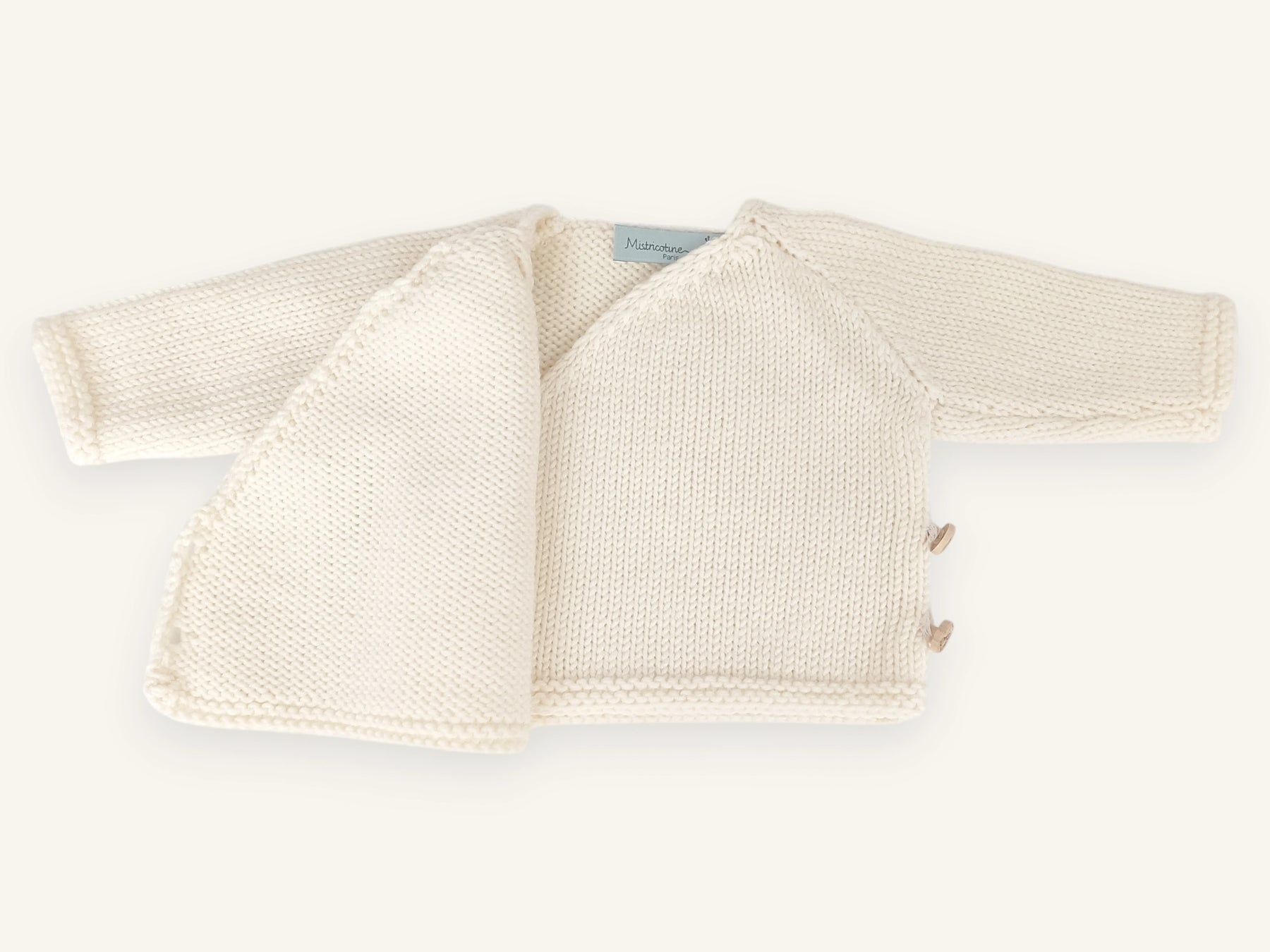 Trousseau de naissance tricot laine mérinos - Chouchou écru