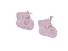 chaussons pour bébés en tricot point mousse laine mérinos rose faits main