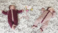 Coffret deux combinaisons bébé tricot - Pitchounes rose & prune