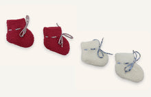 Coffret chaussons bébé laine - Framboise & blanc