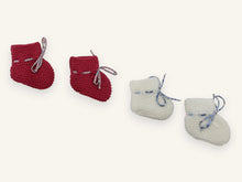 Coffret chaussons bébé laine - Framboise & blanc