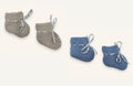 Coffret chaussons bébé laine - Beige & bleu