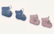 Coffret chaussons bébé laine - Bleu & rose