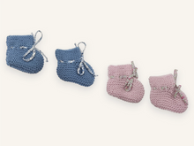 Coffret chaussons bébé laine - Bleu & rose