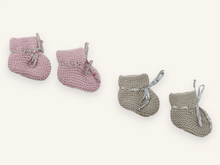 Coffret chaussons bébé laine - Beige & Rose