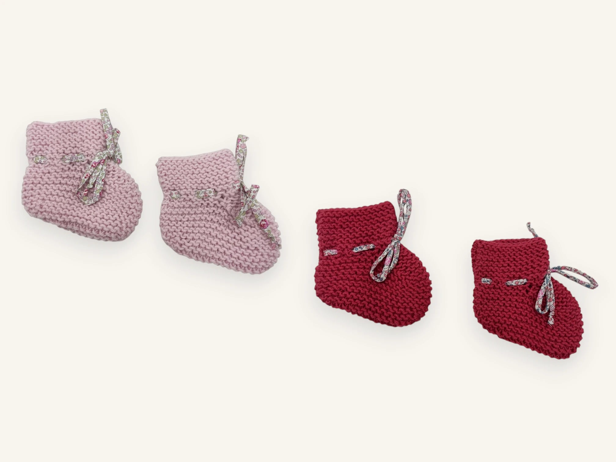 Merino wool baby booties set – Raspberry & Pink