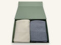 Coffret deux couvertures bébé en tricot - Choupis gris-bleu & écru