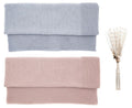 Coffret deux couvertures bébé en tricot - Choupis rose & gris-bleu