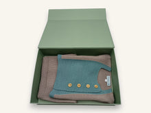 Tenue de naissance en tricot - Harmonie taupe & vert