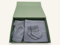 Trousseau de naissance laine mérinos - Joie gris-bleu