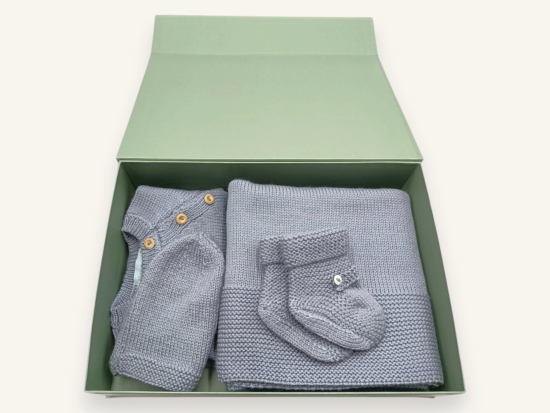 Trousseau prématuré laine mérinos - Joie gris-bleu
