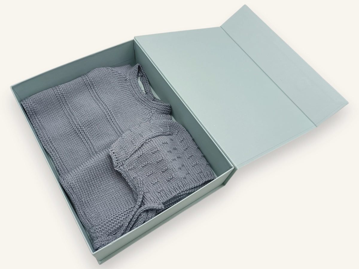 Ensemble bébé laine mérinos - Petit Chou gris-bleu