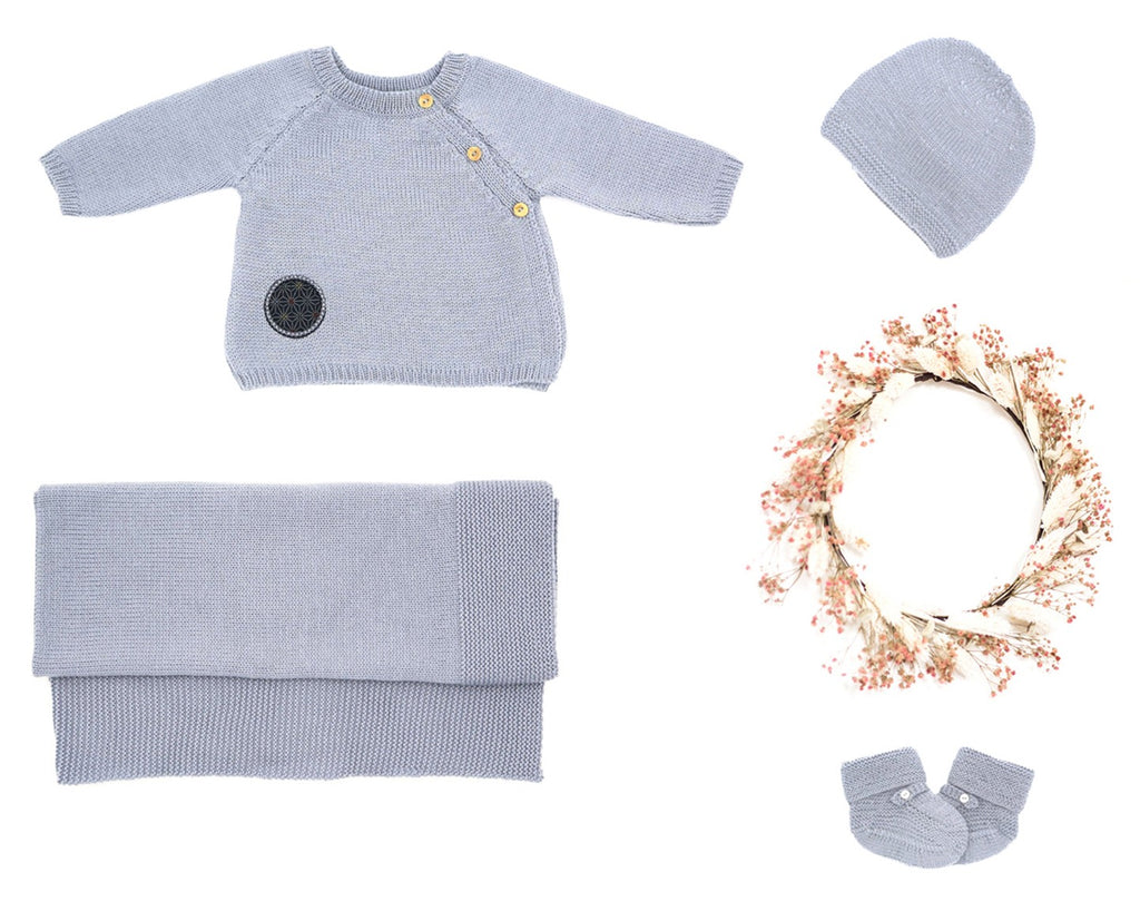 Coffret préma Joie gris-bleu laine mérinos