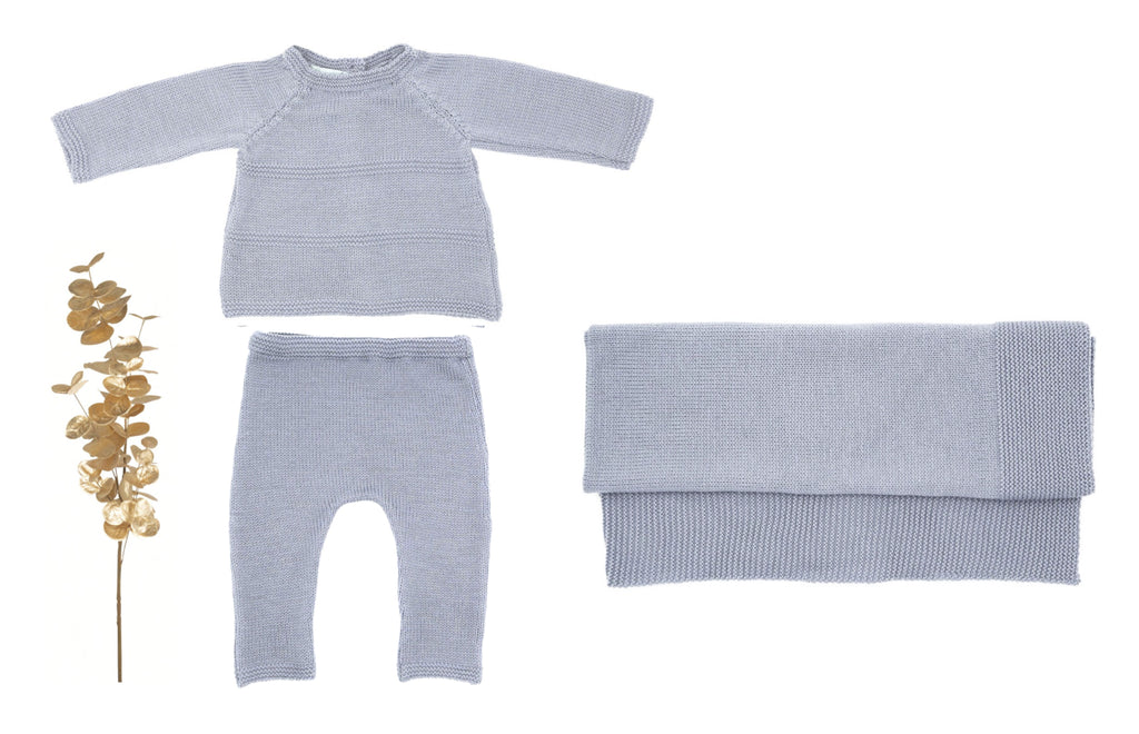 Coffret naissance BabyChoupi gris-bleu laine mérinos