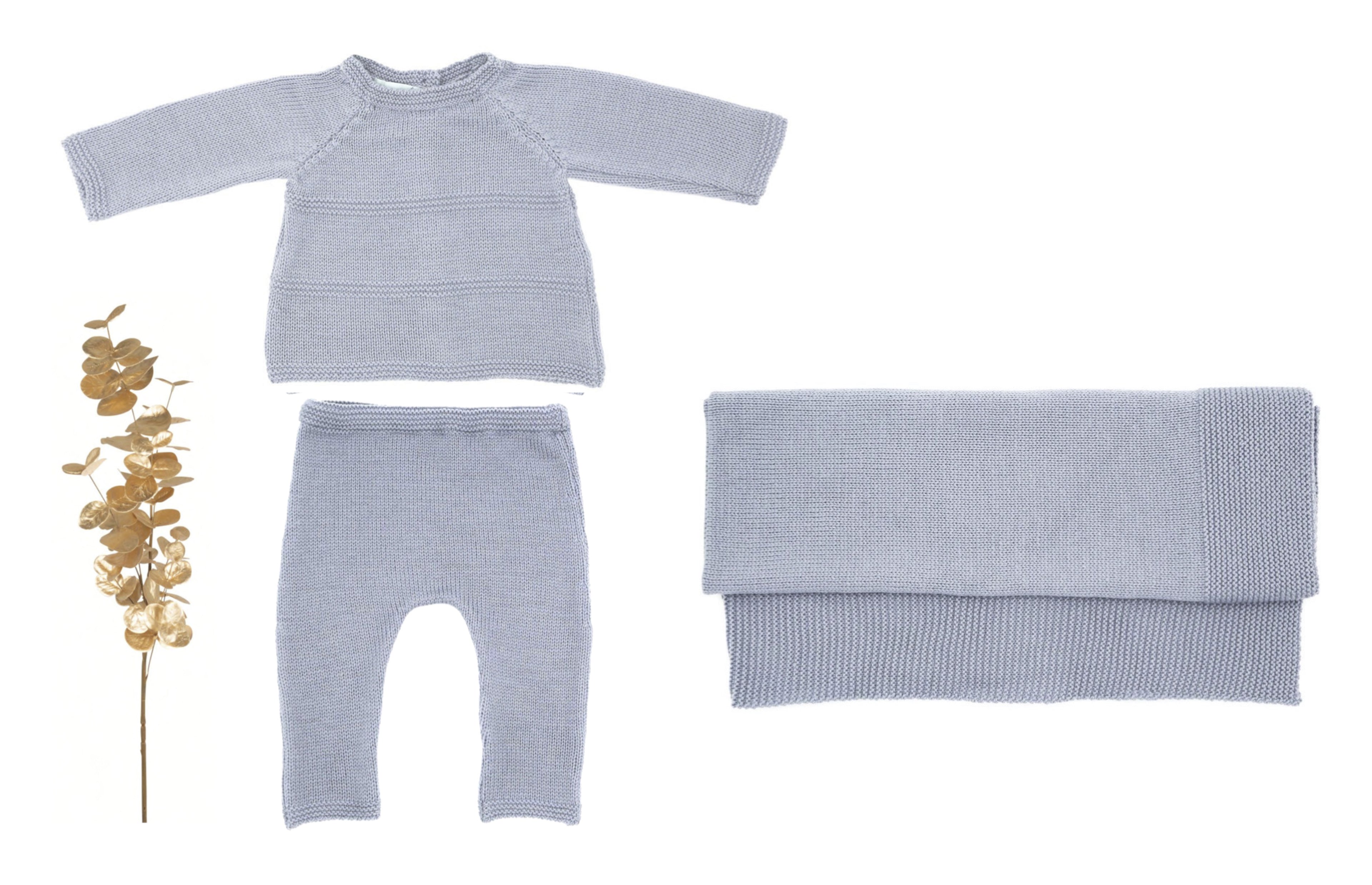 Coffret naissance BabyChoupi gris-bleu laine mérinos