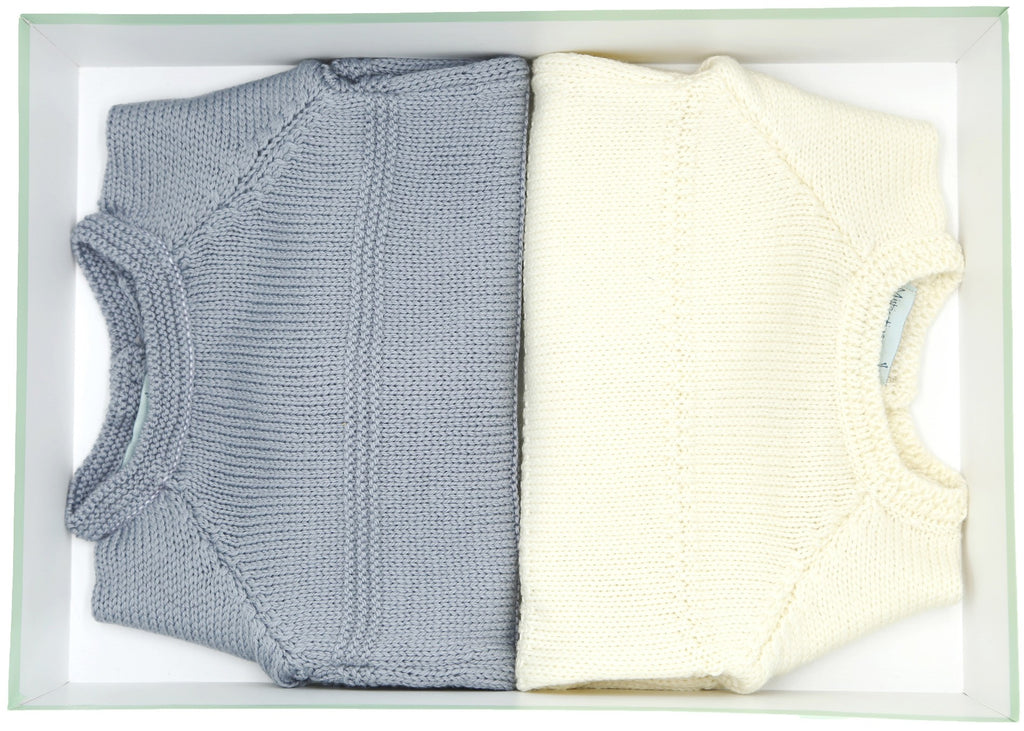 Coffret de naissance, deux brassières en tricot, Made in France