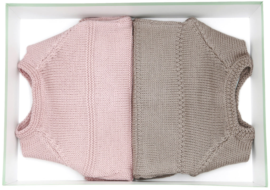 Coffret de naissance, deux brassières en tricot, Made in France