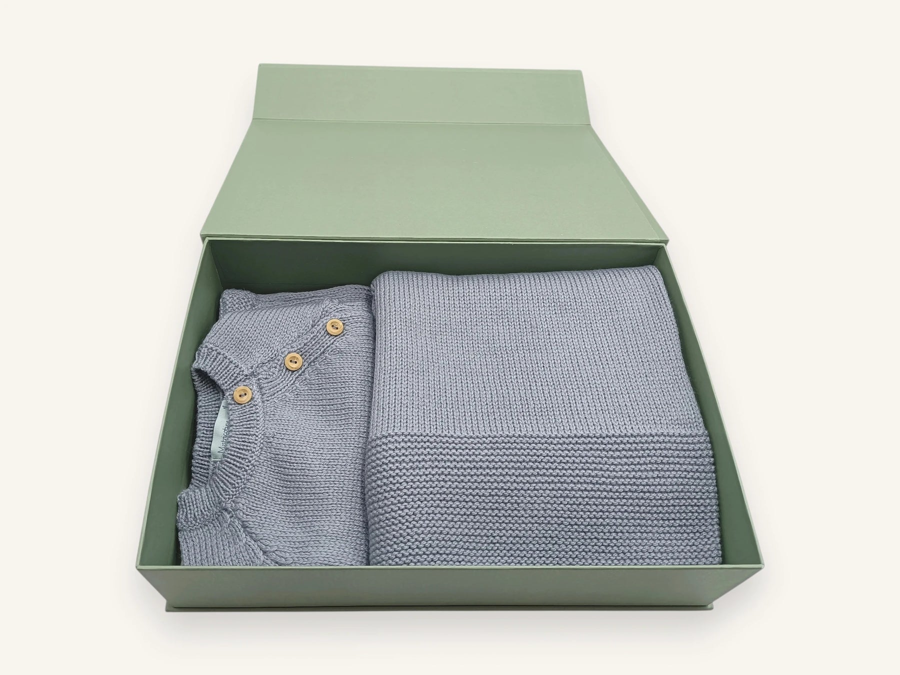 Coffret vêtements prématuré en laine mérinos – Babychou gris-bleu